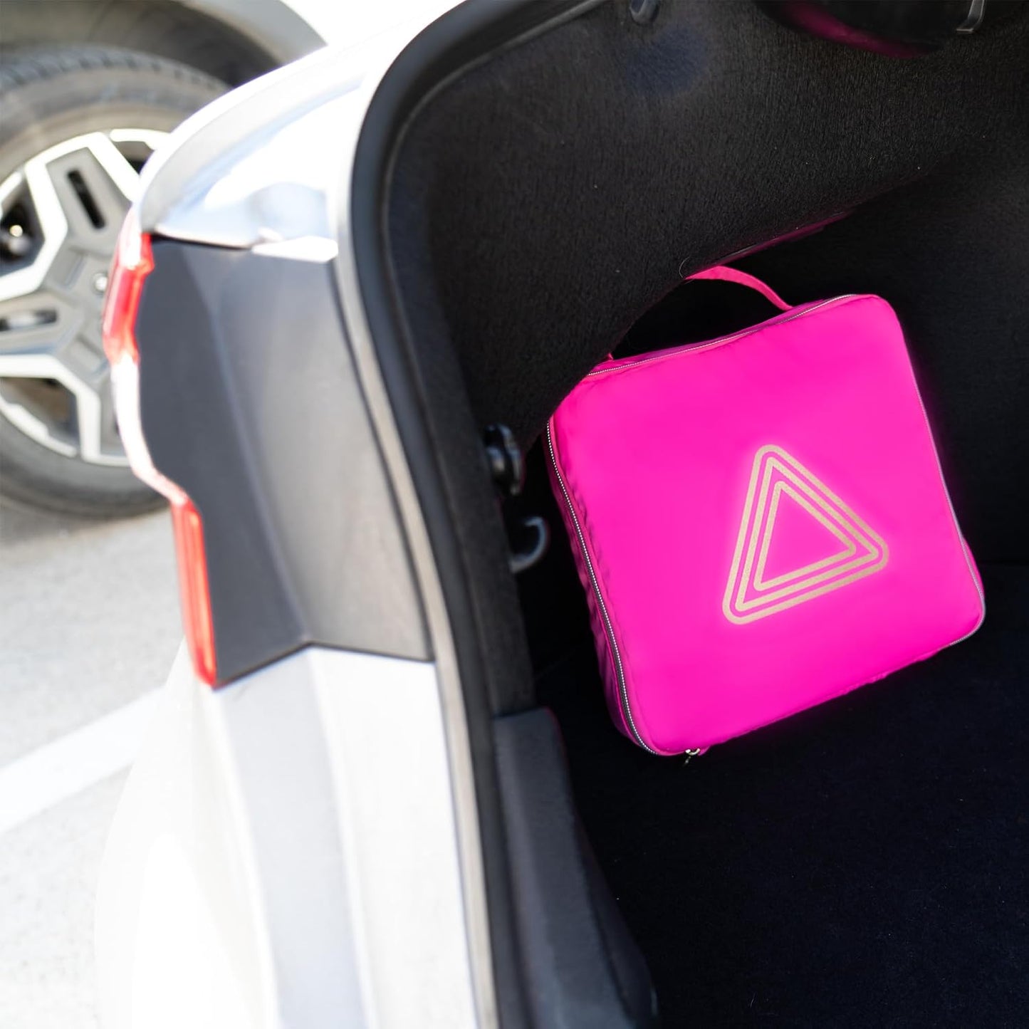 Supercharged Car Emergency Kit – 52-Piece Pink Roadside Safety Tools with Jumper Cables, Flashlight, Escape Tool &amp; First Aid Essentials – Compact Travel Case for Women, New Drivers &amp; Students