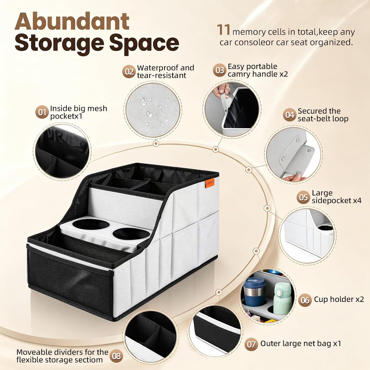 Car Seat Organizer Back Front Captains Seats Storage Travel