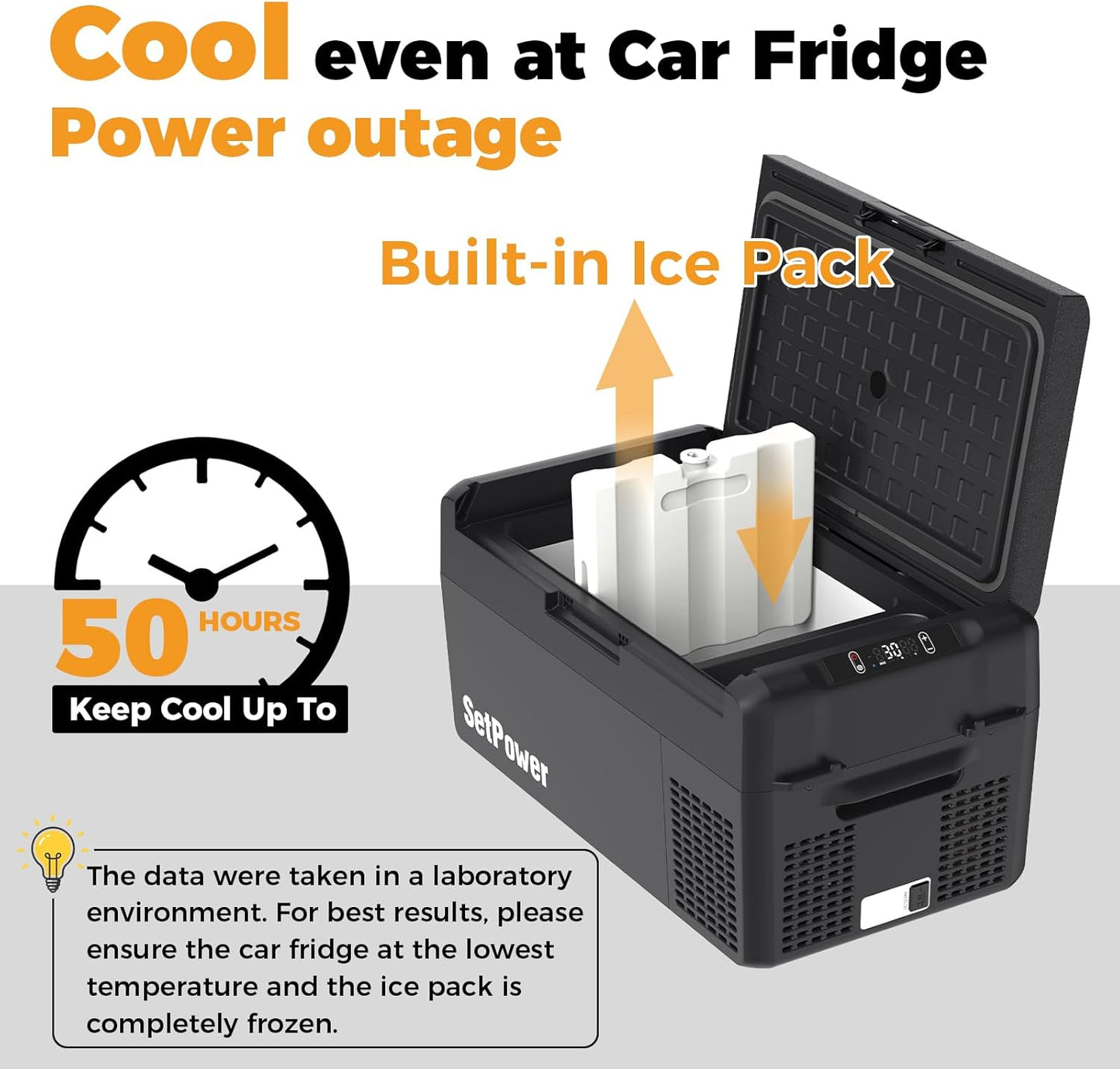 Setpower 12V Refrigerator 21 Quart Portable Freezer 50 Hours Keep Cool,Electric Cooler for Vehicles Car Refrigerator for Car Camping Truck Van RV SUV Road Trip Travel (3-year warranty)