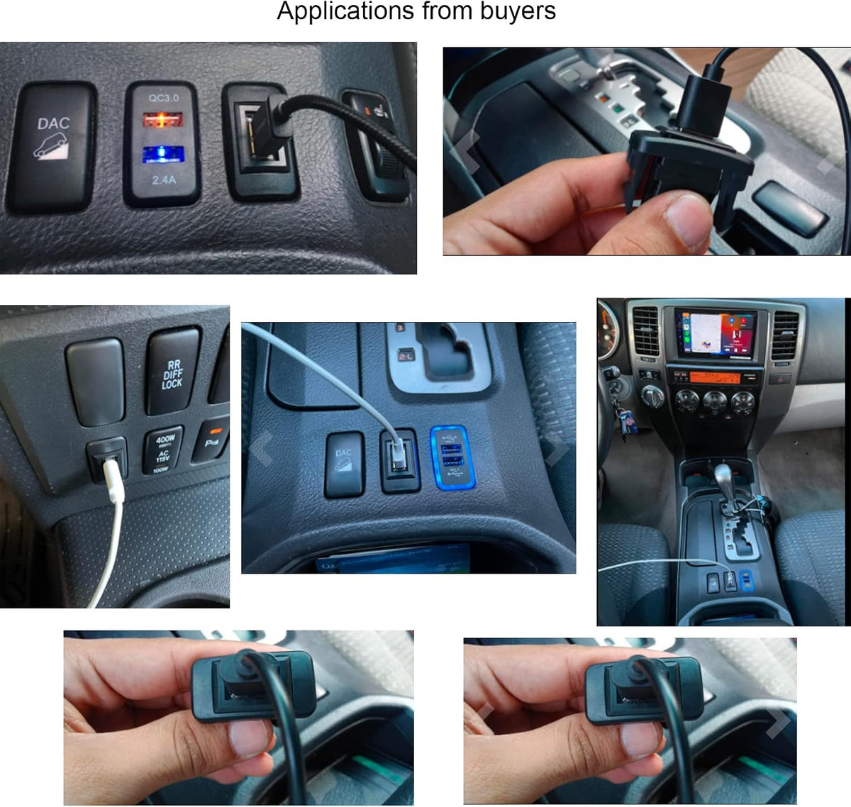 MOTONG USB Power Socket Car Charger Compatible with Toyota VIGO,Male to Female USB Car Charger Adapter(40 * 20mm)