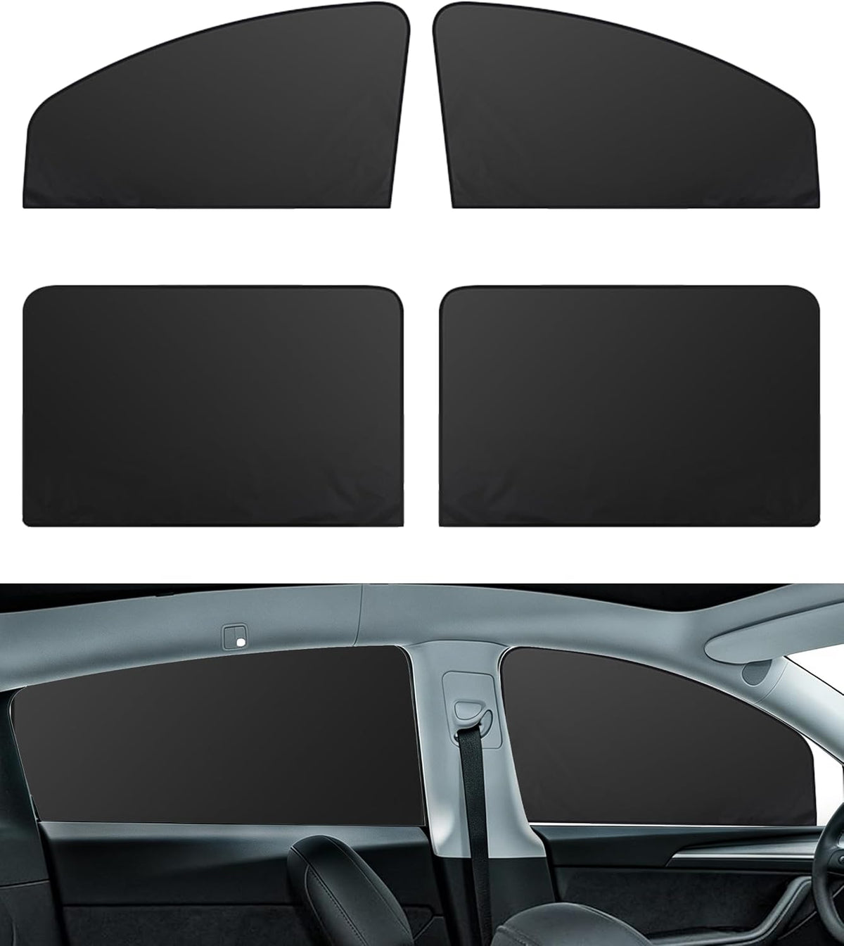 Car Sun Shade,Car Accessories Universal Magnetic Side Window Sun Shade,Black Out Window Cover,Protects Privacy,Reflects Sunlight,Automotive Windows Sunshades (Black, Front+Rear)