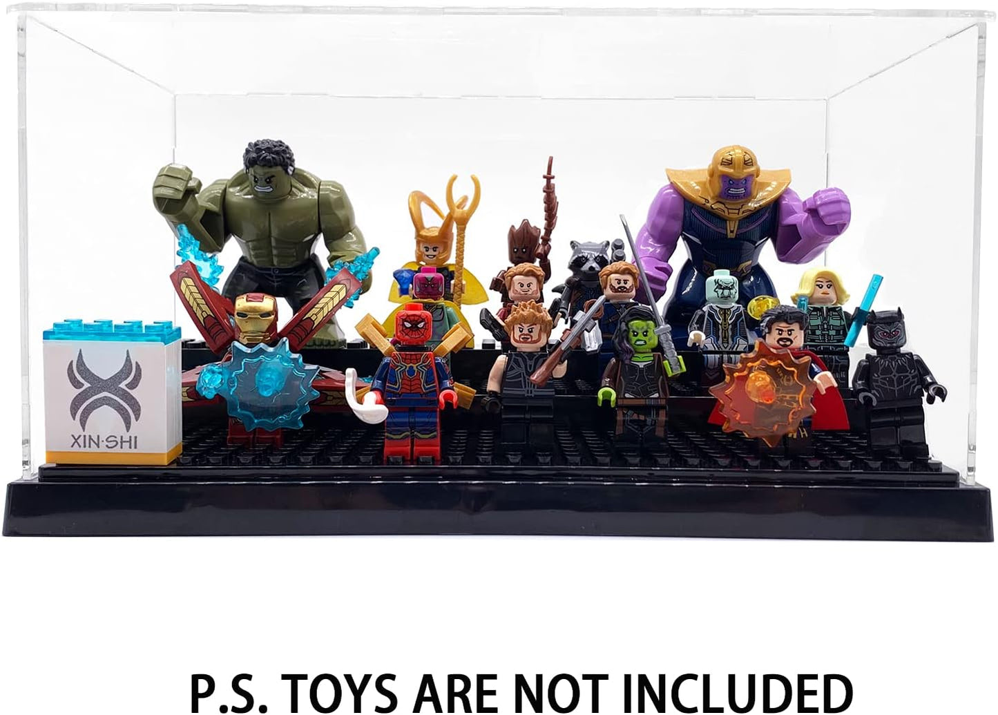 Minifigure Display Case for LEGO, 3-Tier Acrylic Dustproof, Black | Acrylic, Dustproof, 3 Removable Tiered Steps, Holds 35 Minifigures, Stackable, Desk Display, Gift for Collectors, Black