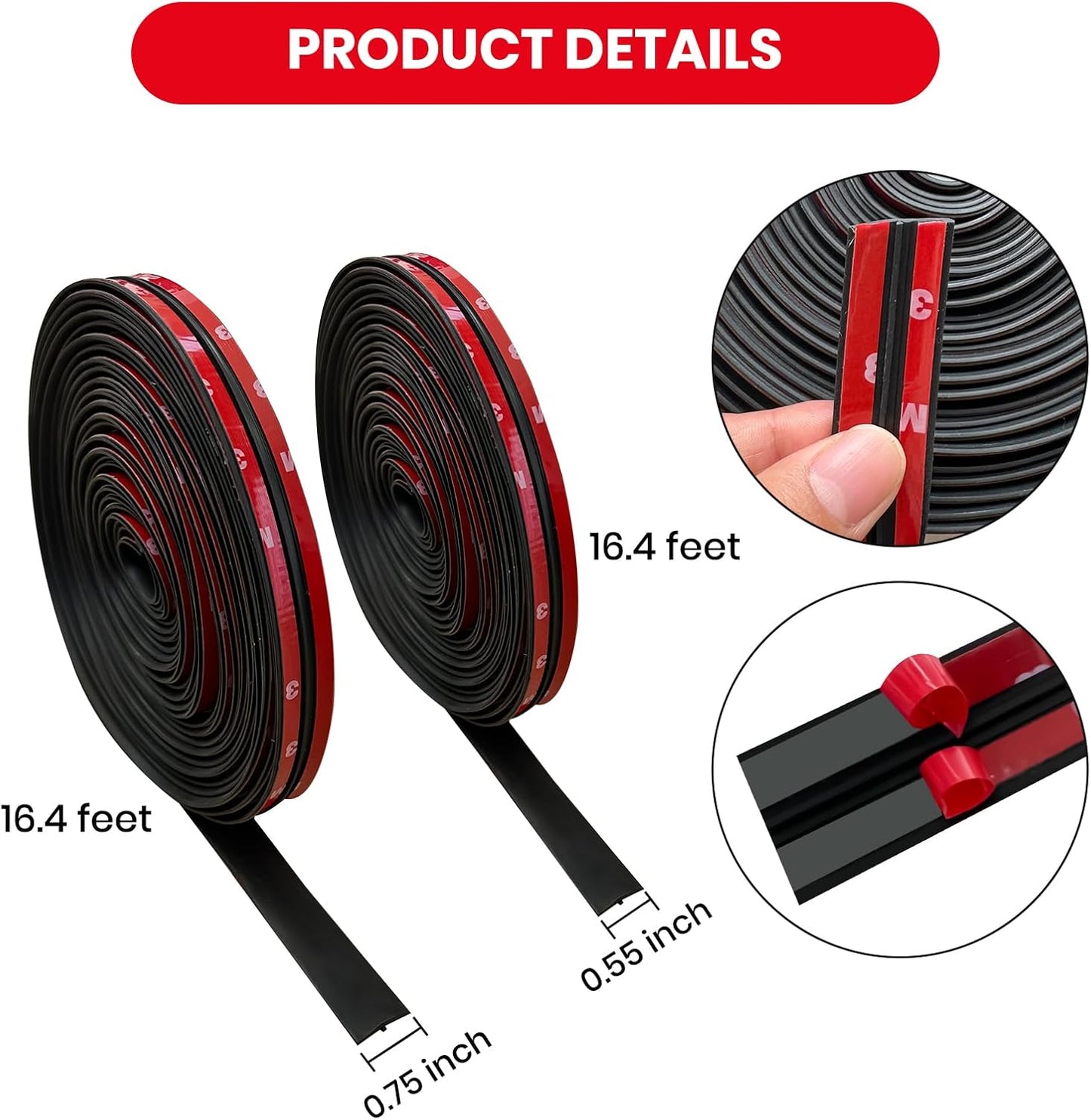 2PCS Windshield Rubber Seal Car Weather Stripping Trim T Shape Sealing Strip for Car Front Rear Windshield (32.8 Feet)