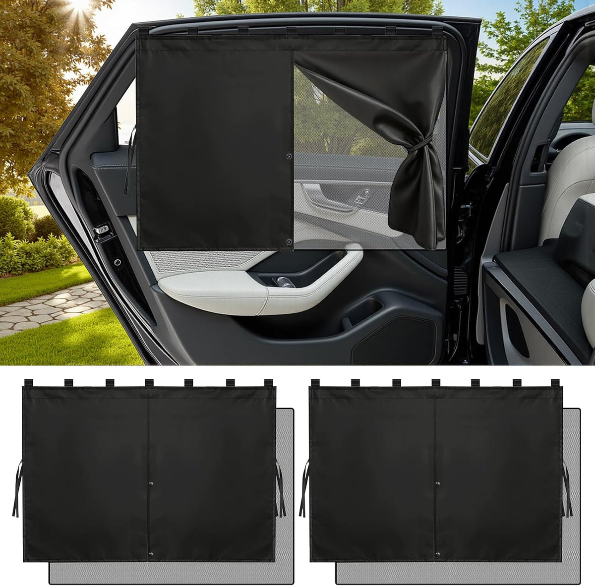 Magnetic Car Window Shades,2Pcs Side Window Sun Shade with 7 Strong Magnets