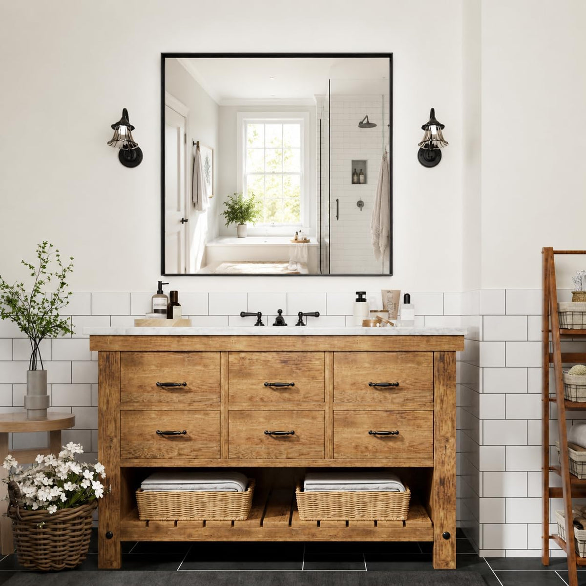36”x 36” Bathroom Mirrors for Over Sink, Black Vanity Mirrors