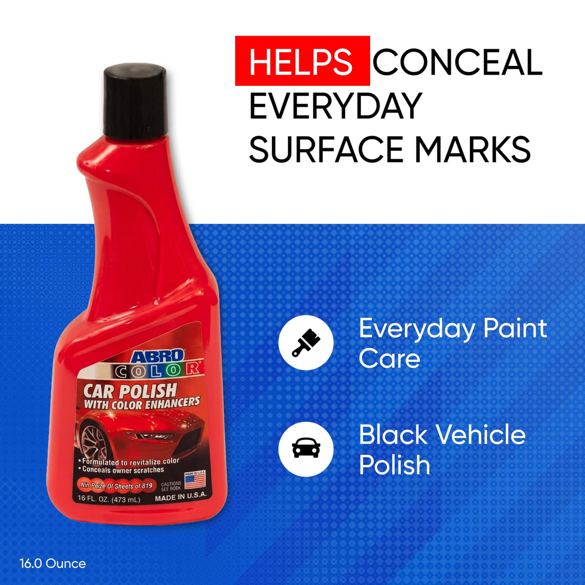 ABRO Red Car Polish 16 oz, Paint Restorer, Gloss & Shine Wax