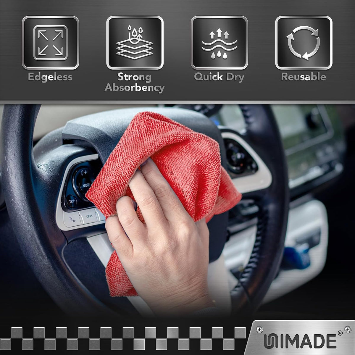 UNIMADE Shop Towels, 100 Pack Commercial Grade Work Rags Microfiber Towel