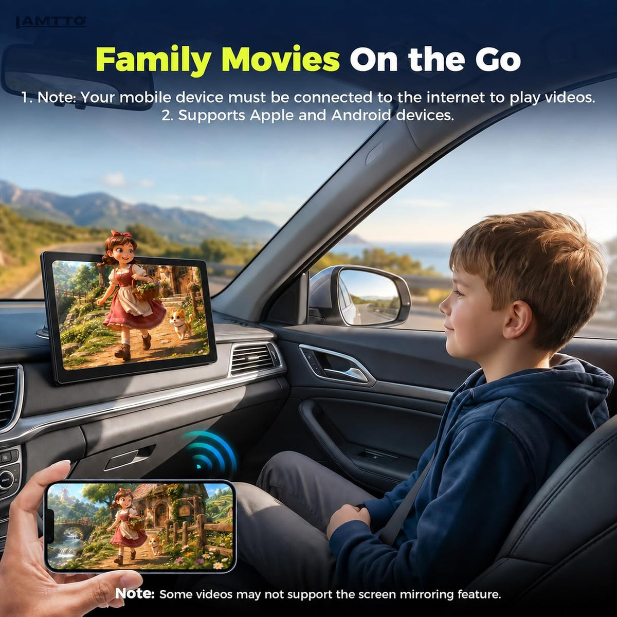 LAMTTO 10.1" Wireless CarPlay & Android Auto Screen for Car