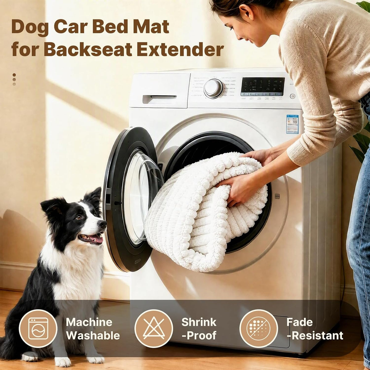 Dog Car Seat Cushion, Extra-Thick Non-Slip Backseat Mat, White
