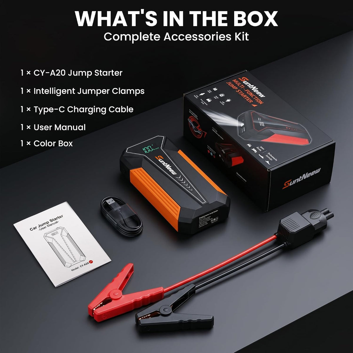 Car Battery Jump Starter 1000A 12V Lithium Jump Pack Portable