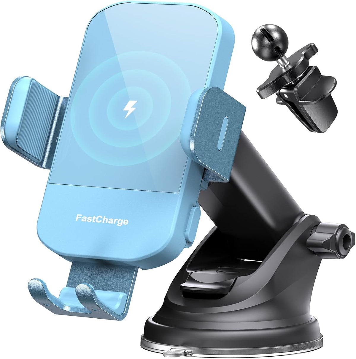 Wireless Car Charger, 15W Fast Charging Auto Clamping Car Charger Phone Mount Phone Holder fit for iPhone 15 14 13 12 11 Pro Max Xs, Samsung Galaxy S24 Ultra S23 S22 S21, S20, S10+, Cyan