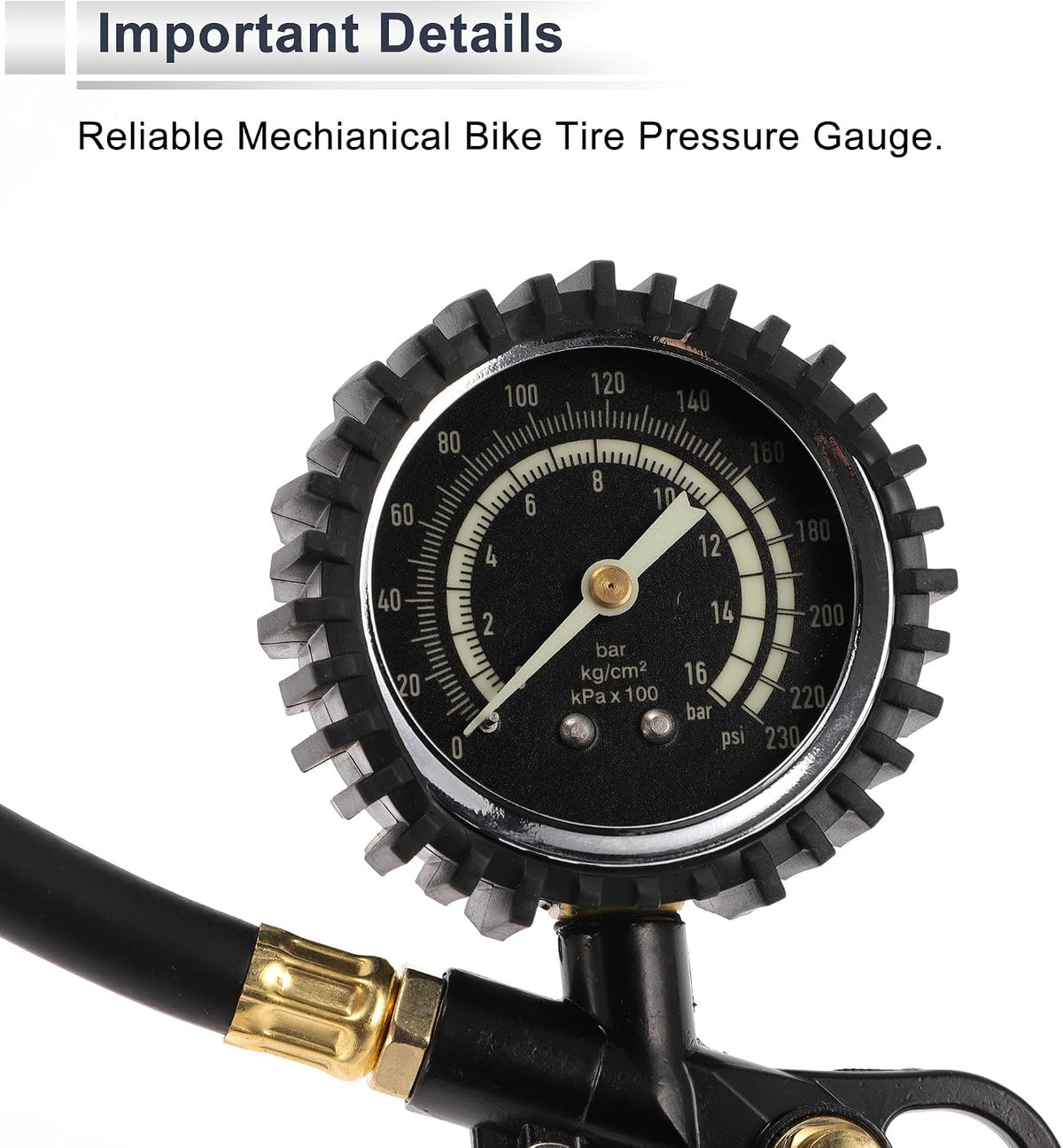 1Set Universal Tire Pressure Gauge 0-230PSI 2.76 Inch Digital Pressure Gauge with Inflator without Battery Tyre Air PSI Meter for Motorcycle SUV Truck