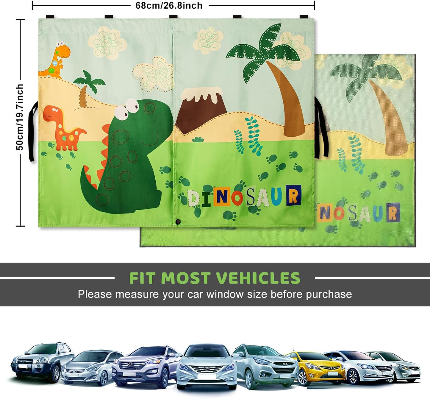 Car Window Shades with Cute Patterns, 2pcs Magnetic Car Curtains for Privacy Protection Full Covers/Half Shade Options, Auto Sunshades Sunglare/UV Blocker
