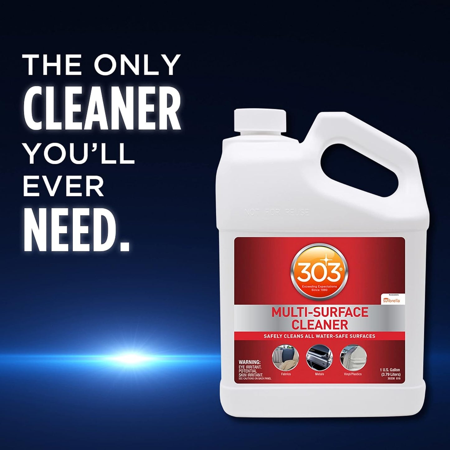 303 Products Multi-Surface Cleaner - Safely Cleans All Water Safe Surfaces, Including All Types of Fabric and Vinyl, Rinses Residue Free, Manufacturer Recommended, 1 Gallon (30570) | bike-oils