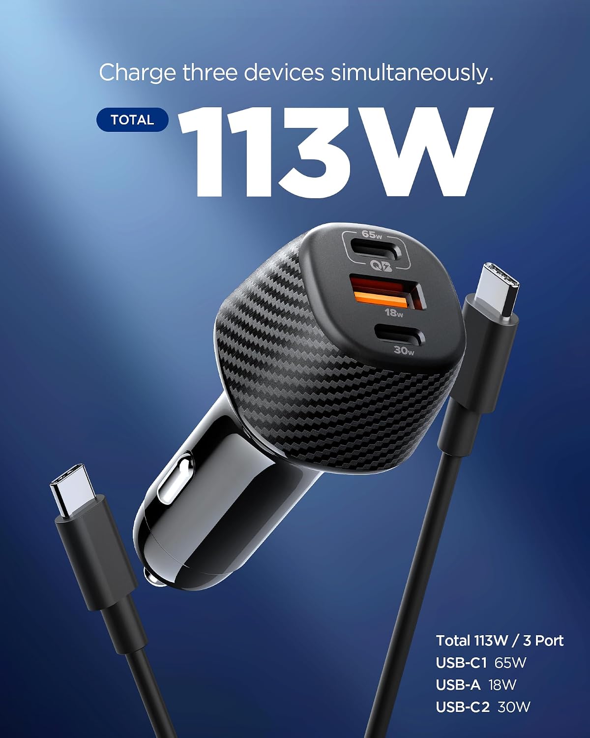 Spigen ArcStation Essential 113W USB C Fast Car Charger