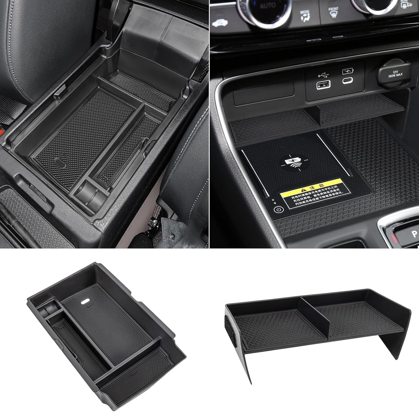 2PCS Center Console Organizer Tray and Armrest Storage Box Compatible with 2026 2025 2024 2023 Honda CRV Accessories Insert Secondary Storage Box with ABS Material