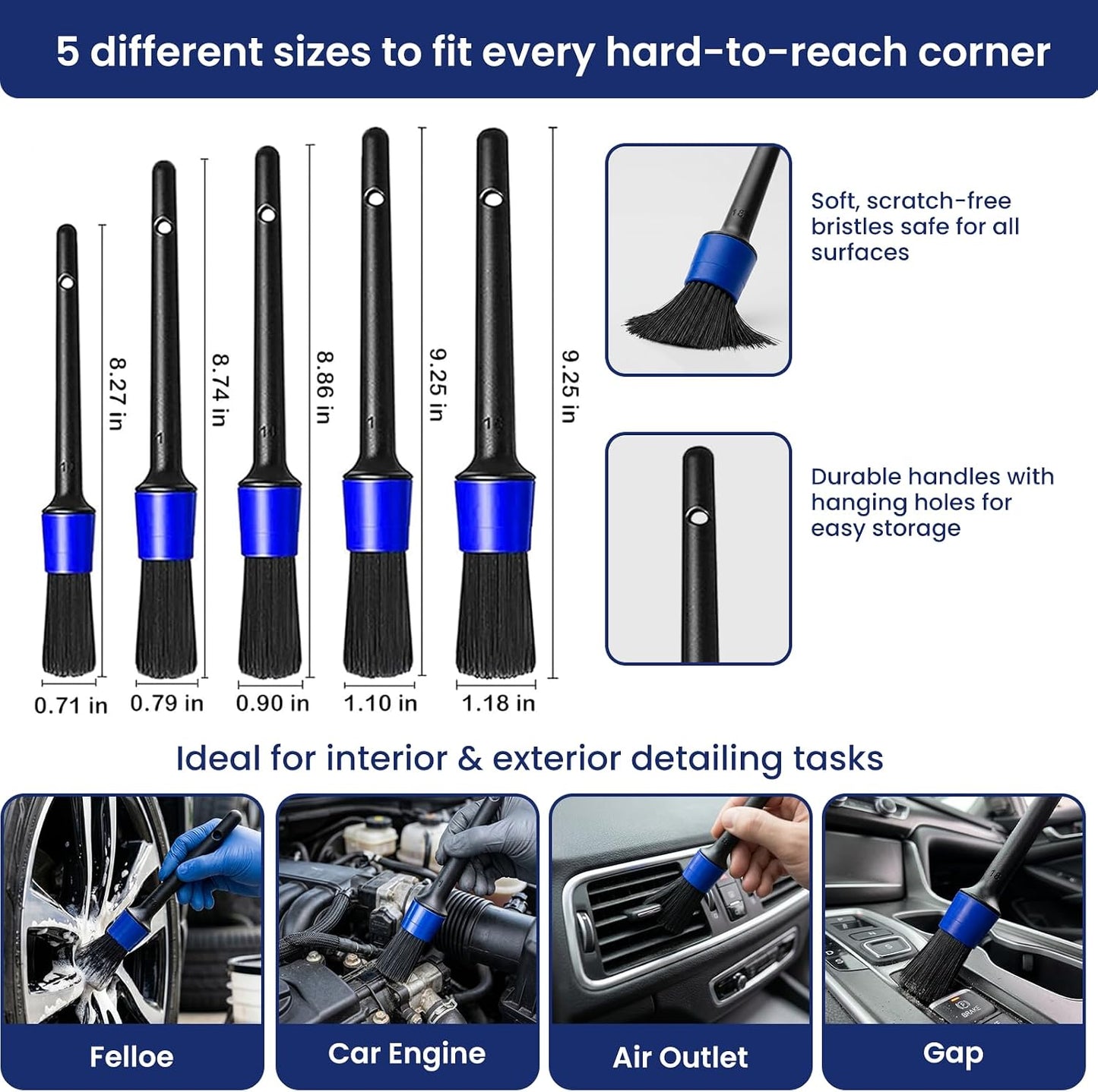 37Pcs Car Detailing Kit, Car Detailing Brush Set, Car Wash Cleaning Kit, Car Detailing Brushes, Professional Car Care Kit for Interior Exterior Wheels, (Drill is NOT Included)