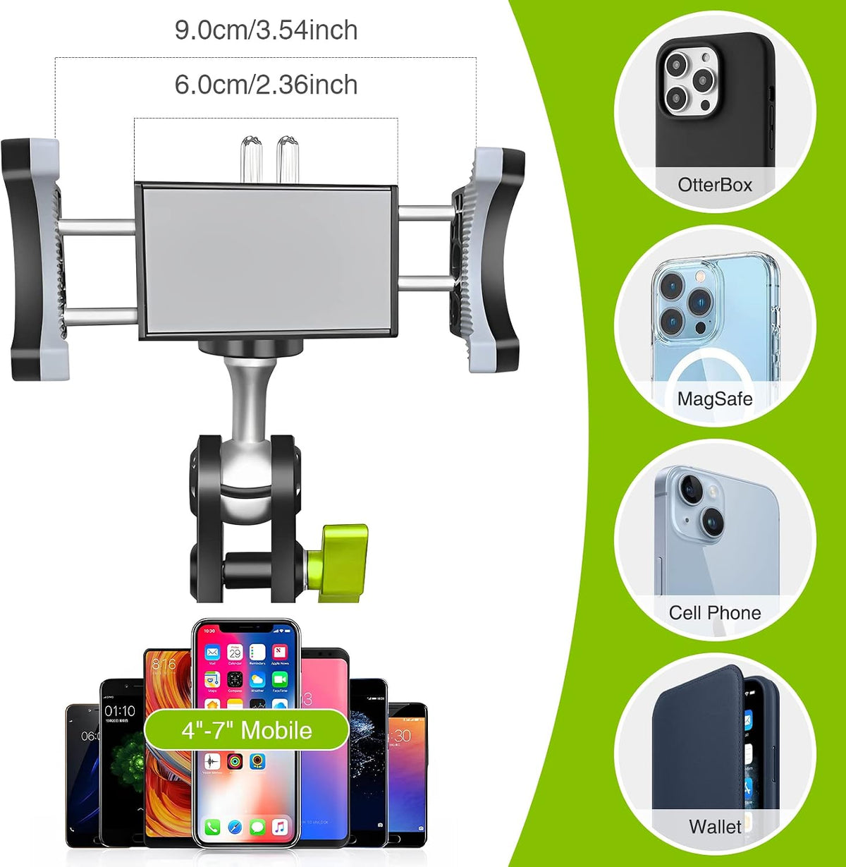 Suction Cup Phone Mount 360 Rotating Universal Ball Head Arm for Car Dashboard Windshield Vehicle Sunroof (Black)
