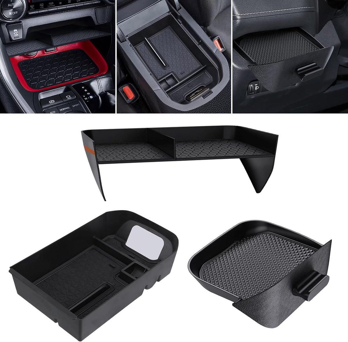 DIAMOOKY Upgraded Center Console Organizer for Toyota RAV4 2019-2025, 2pcs