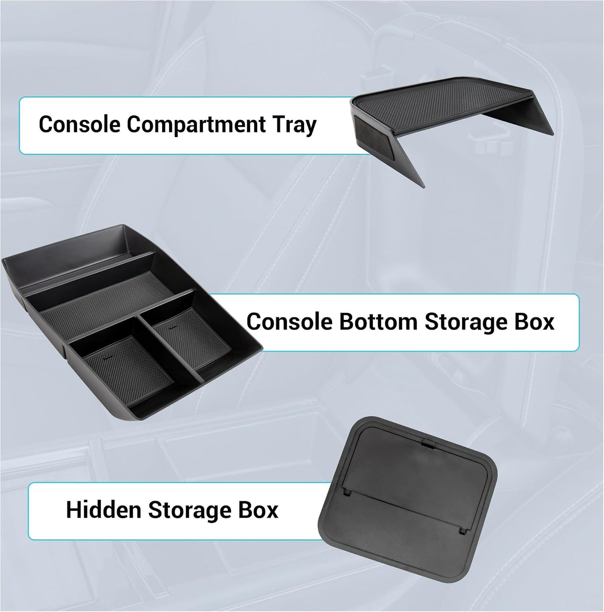 Center Console Organizer Compatible with 2024-2026 Chevy Traverse Accessories, Divider Compartment Tray＆Console Bottom Storage Box＆Armrest Hidden Insert Tray (Not fit 2024 Traverse Limited)