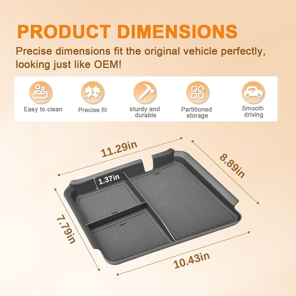 Front Center Console Organizer Tray for Chevy Silverado 2500HD/3500HD