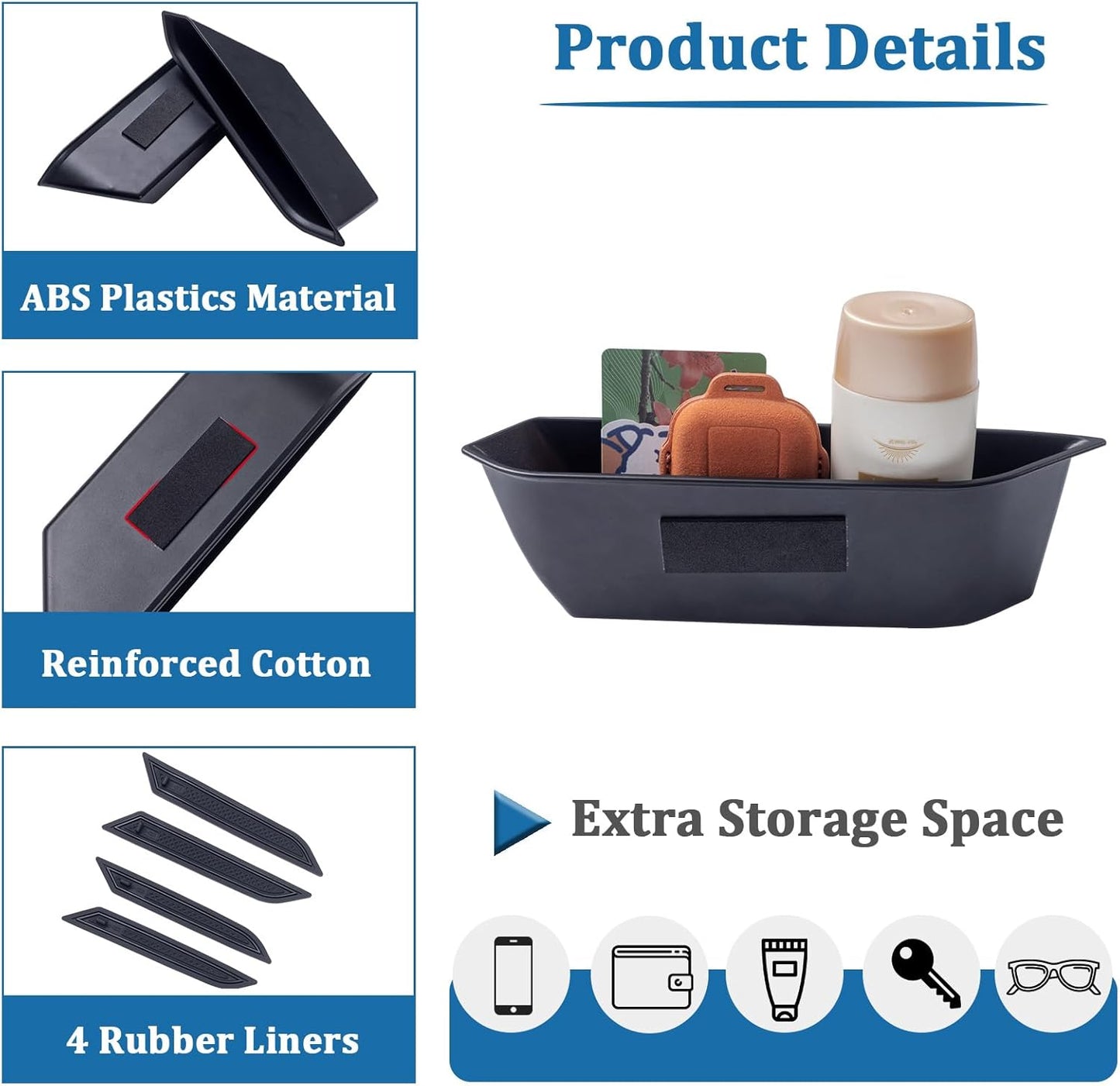 TOPINSTALL 4 Doors Handle Storage Box Compatible with Ford Bronco 2021-2026 Accessories, Phone Holder Front and Rear Door Grab Handle Pocket Storage ABS Plastic-4PCS (Not for Sport Model)