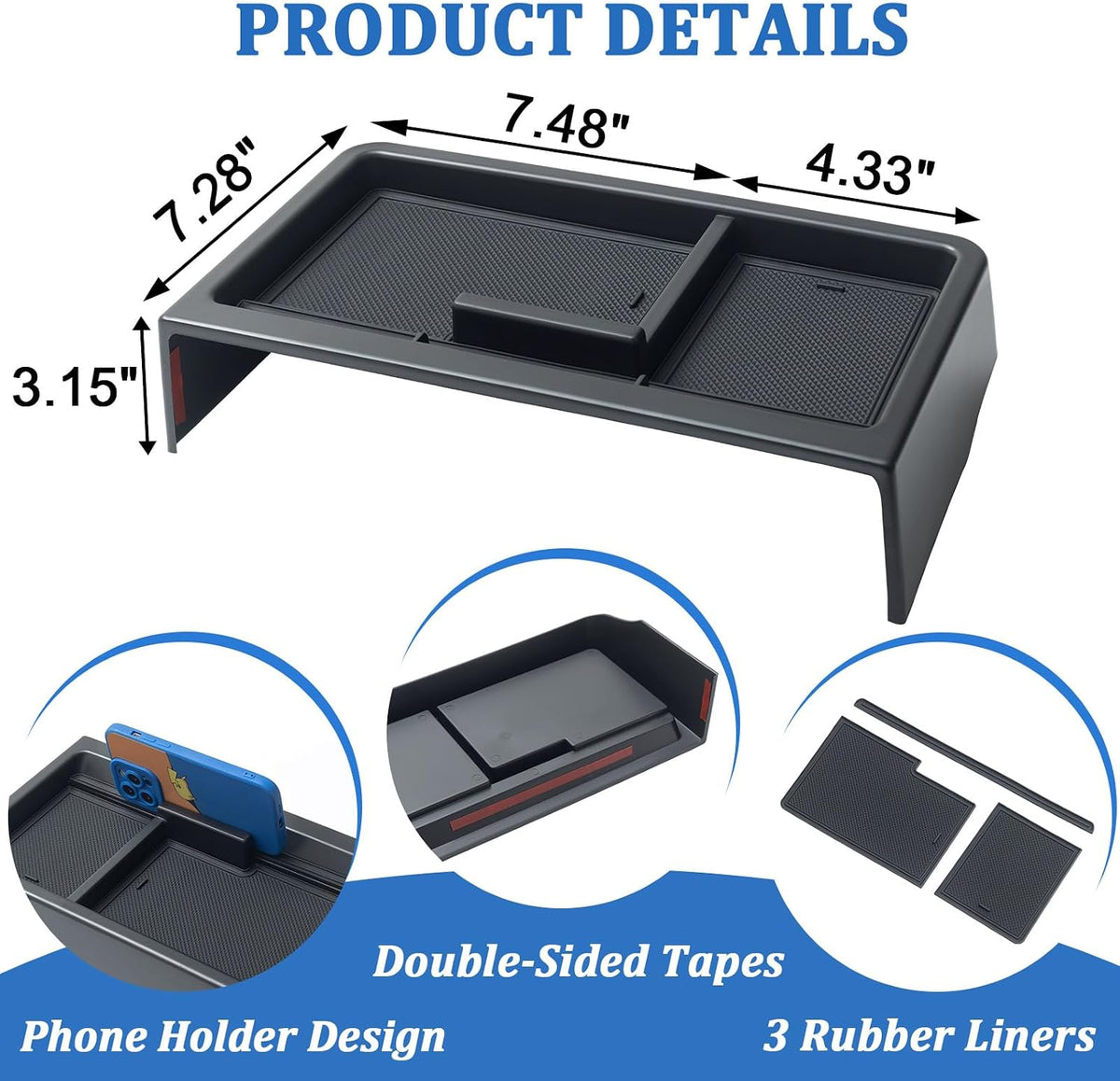 TOPINSTALL 21-24 New Dash Tray Compatible with 2021-2024 Toyota Sienna Interior Accessories, Dashboard Hidden Storage Organizer Behind Screen Tissue Sunglasses Phone Holder (Not for 2025)