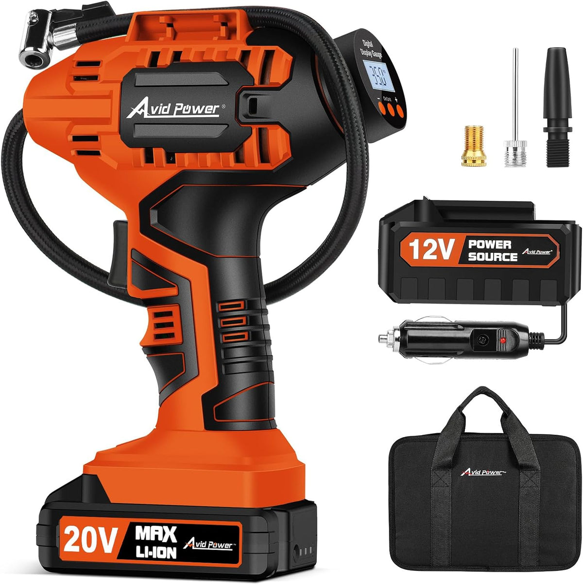 AVID POWER Cordless Tire Inflator Portable Air Compressor 20V Auto Shut-Off