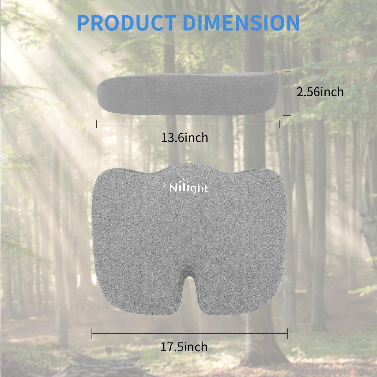Nilight Car Seat Cushion Gray Velvet Gel Memory Foam Seats Soft and Comfortable Suitable for Daily Life and Driving Relieves Sciatica and Tailbone Pain Improves Drive Vision