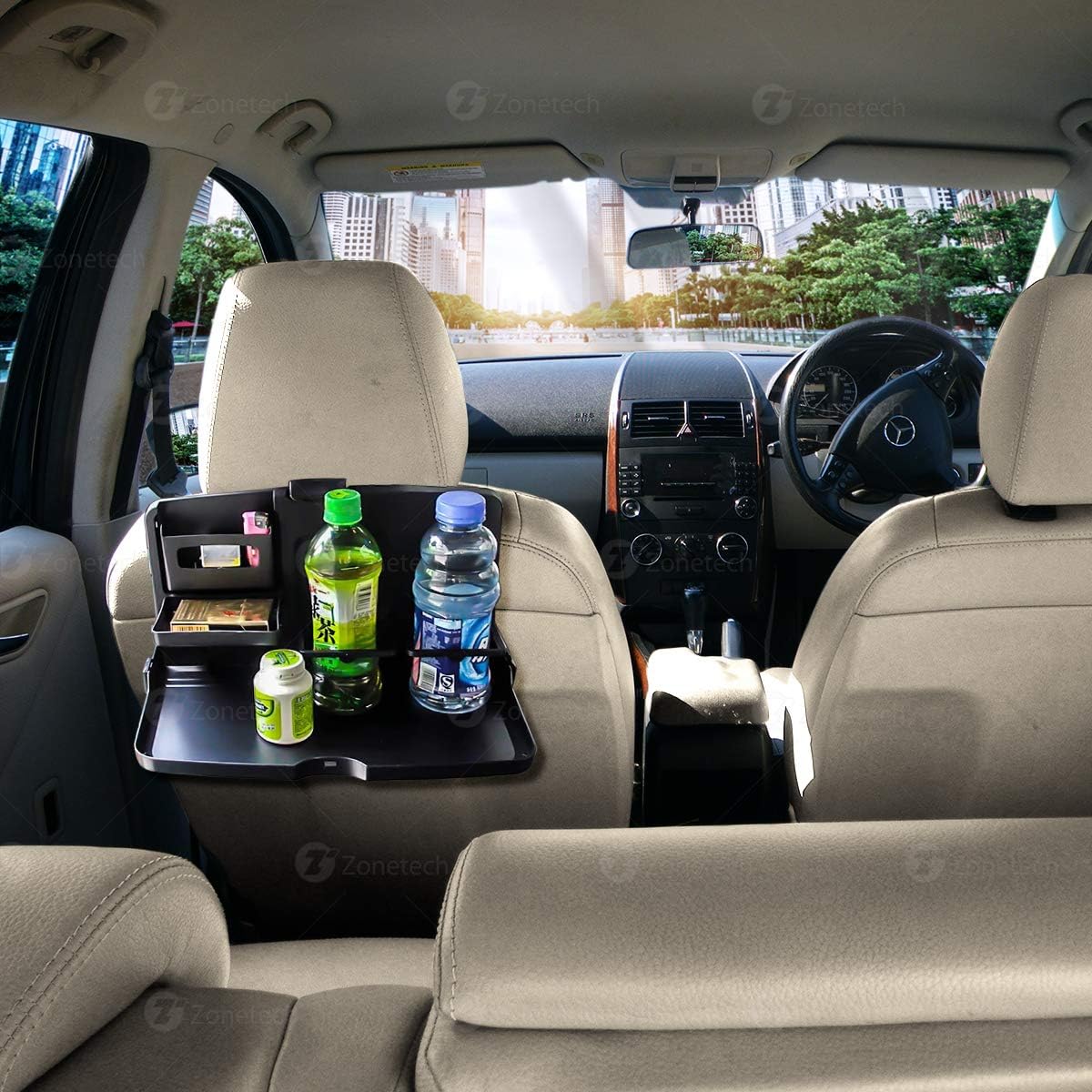 ZONETECH Multi-Functional Portable Foldable Car Backseat Tray Desk - Black Vehicle Table for Food, Meal, Snack, Laptop - Stay Organized When on The Go (1-Pack)