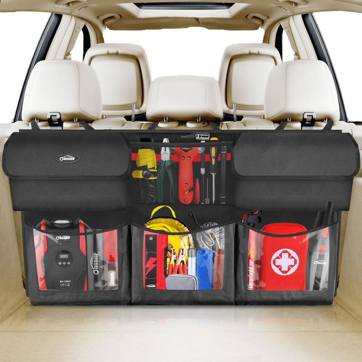Oasser Trunk Organizer for Car, 6 Storage Compartments 43.3x19in