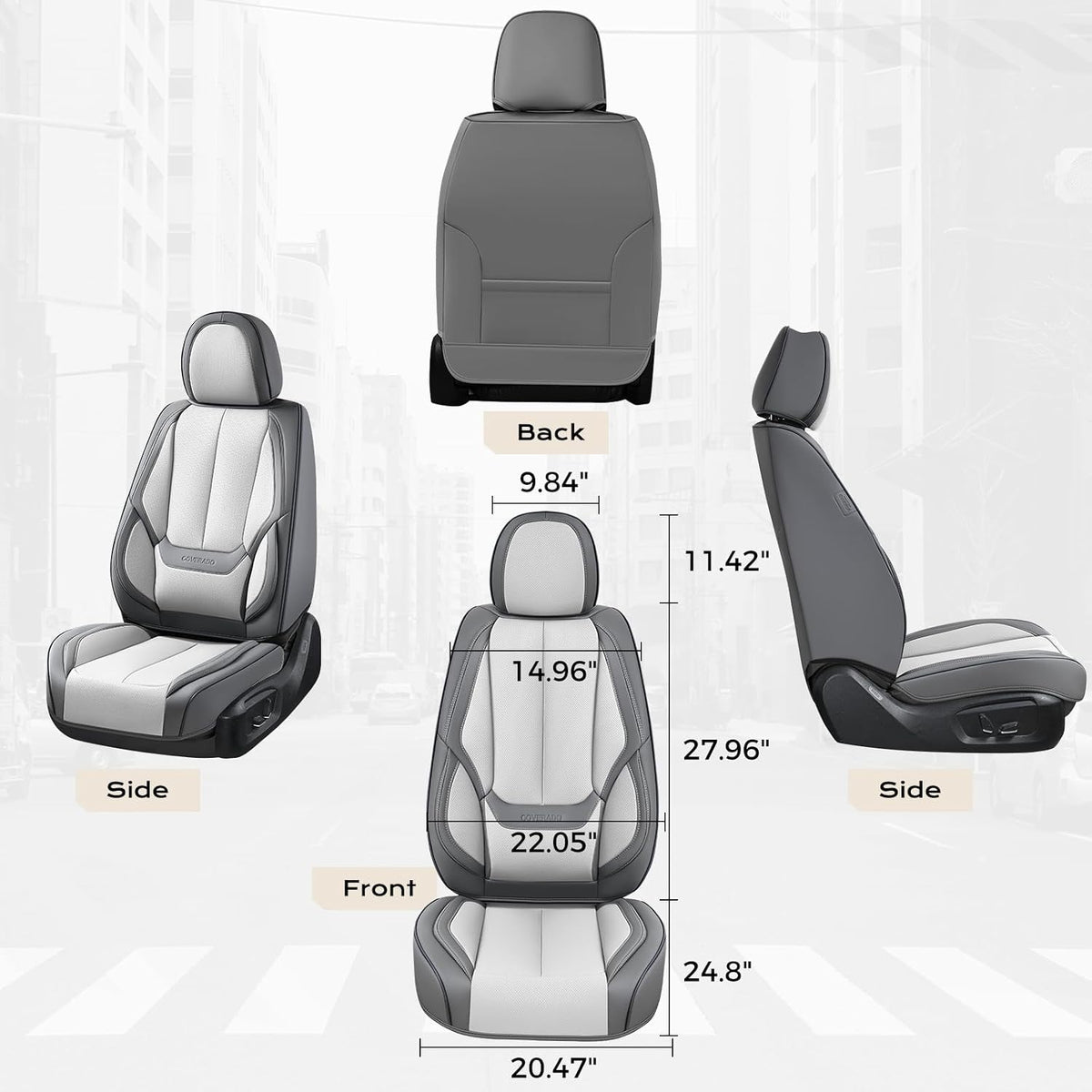 Coverado Seat Covers, Car Seat Covers Front Seats, Car Seat Cover, Car Seat Protector Waterproof, Car Seat Cushion Nappa Leather, Seat Covers Carseat Cover Universal Fit for Most Cars