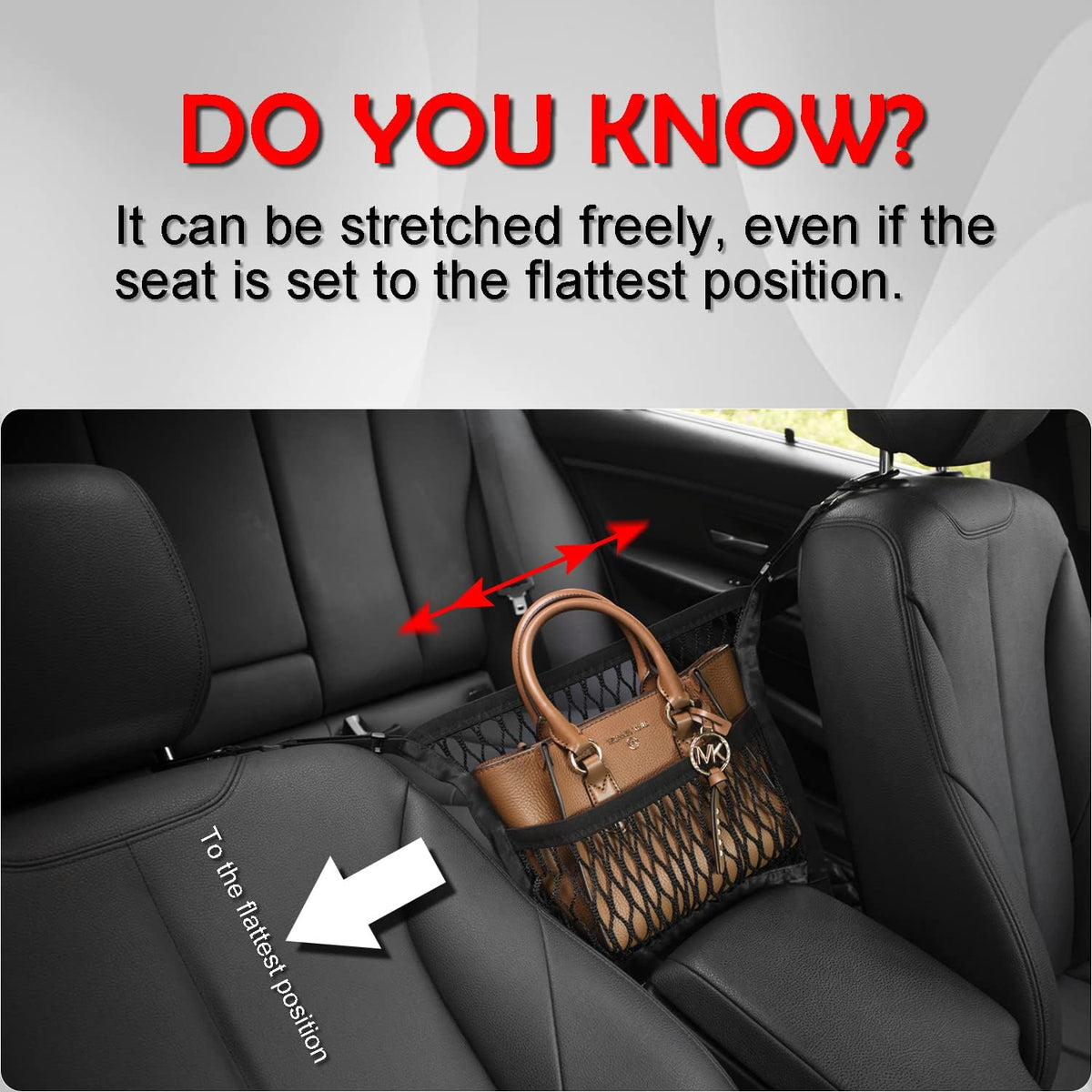 Car Organizer Between Front Seats, Purse Holder, Dog Barrier, Mesh Net Bag