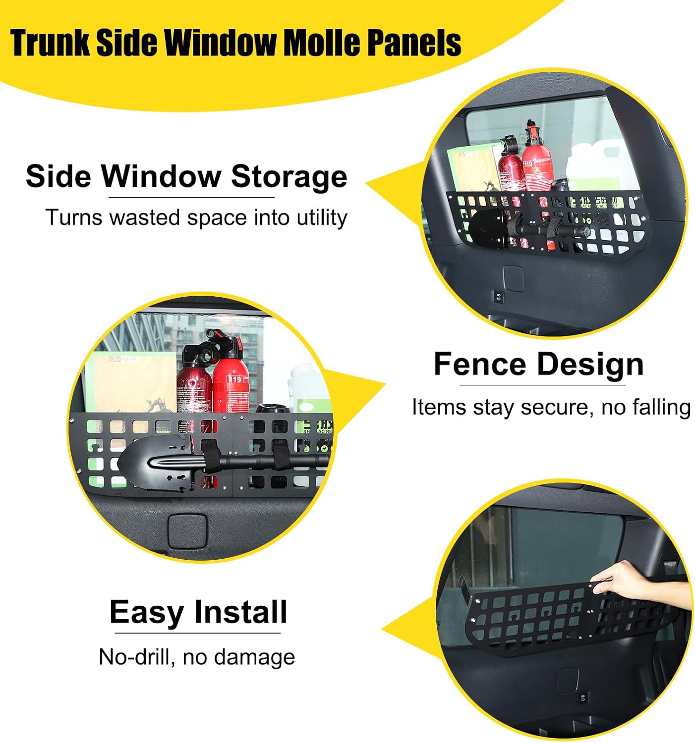 Trunk Side Window Molle Panels Compatible with Toyota Land Cruiser Prado 250 J250 LC250 2024 2025 2026 Rear Window Left Right Side Storage Rack Bracket Organizer Accessories