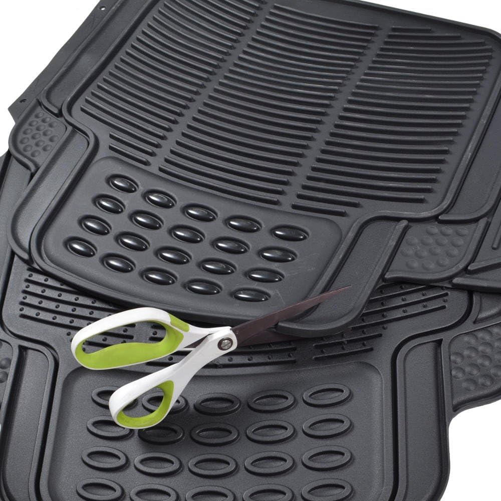 BDK Heavy Duty Rugged Ridged Complementary Rubber Rear Floor Mats Liners, All Weather Protection, Designed for Trucks Cars Sedan SUV