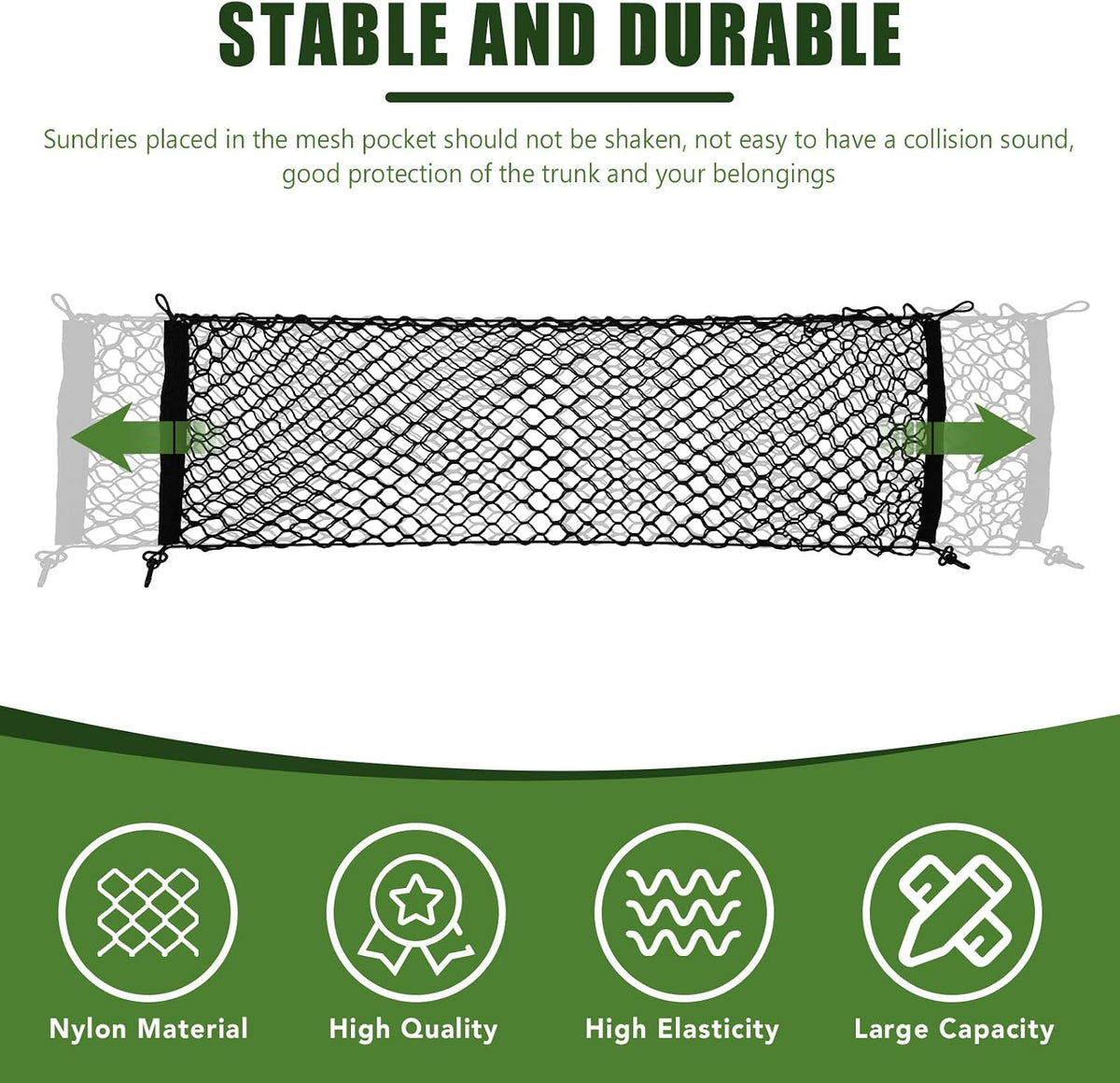 Trunk Cargo Net for 2010-2024 Toyota 4Runner 2 Row Model Only, Trunk Organizer Net Anti-Slip Rear Mesh Cargo Netting for 4 Runner SUV Accessories(Envelope Style)