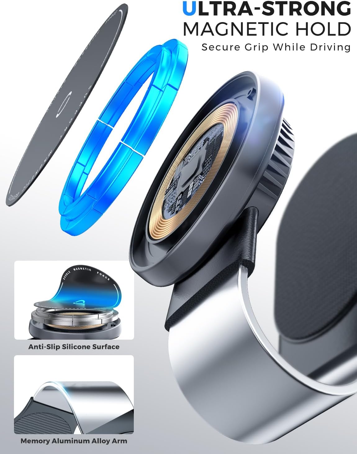 Magsafe Car Mount Charger, Wireless Charging Magnetic Car Phone Holder