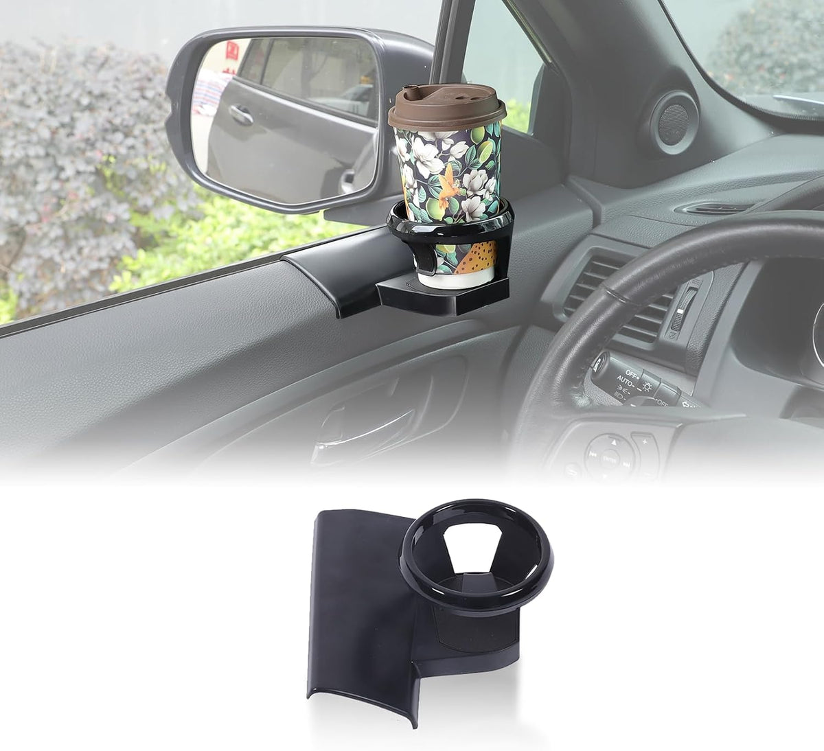 Car Cup Holder Compatible with Honda Pilot 2016-2022 Accessories, Cup Holder Expander for Honda Pilot Side Door Panel, Black ABS Cup Drink Holder 1Pcs (Left)