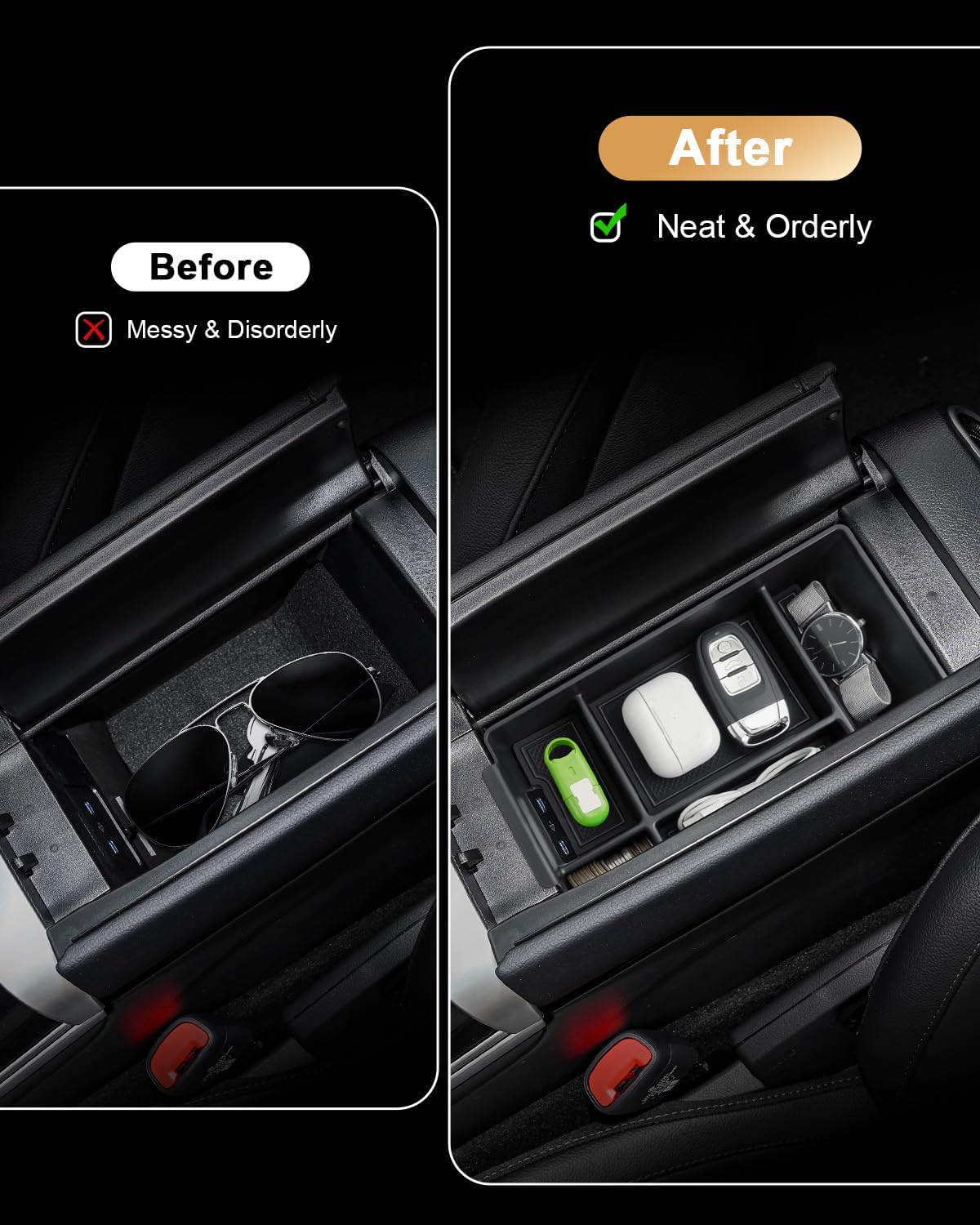 ECOZEN Center Console Organizer For 2022-2026 Mercedes C Class C 300/AMG C 43/C 63 - Armrest Box Storage Tray Compatible with 2022-2026 Mercedes C 300/ AMG C 43 C63 Accessories Armrest Organizer ABS