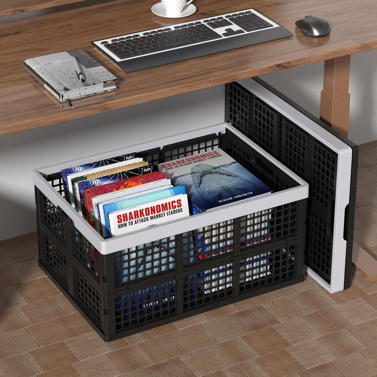 4 Packs 66 Liter Large Plastic Collapsible Storage Crates