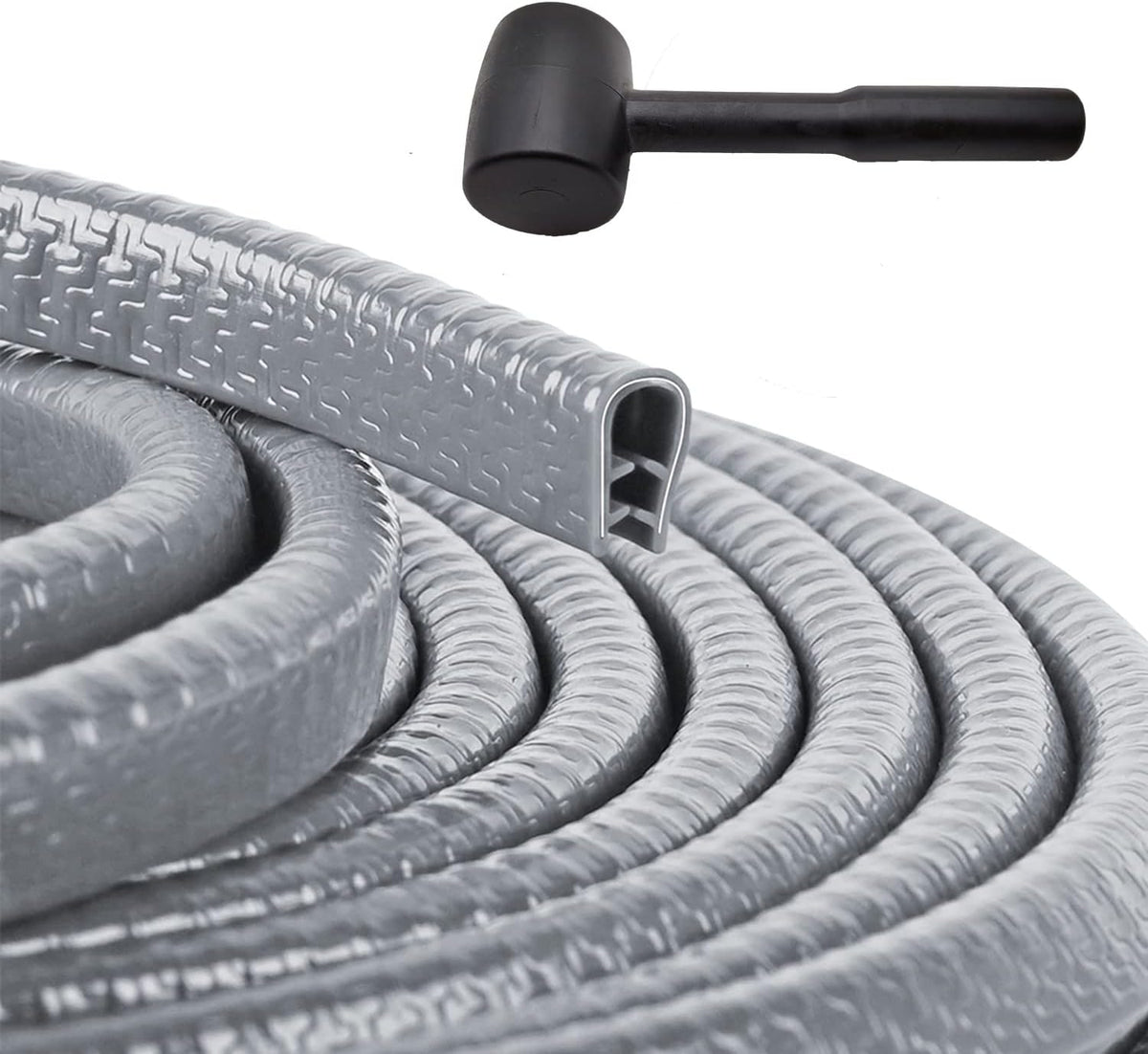 Car Door Edge Guards Gray,32.8ft(10m), with Rubber Mallet