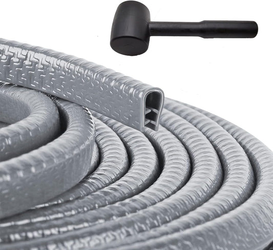 Car Door Edge Guards Gray,32.8ft(10m), with Rubber Mallet