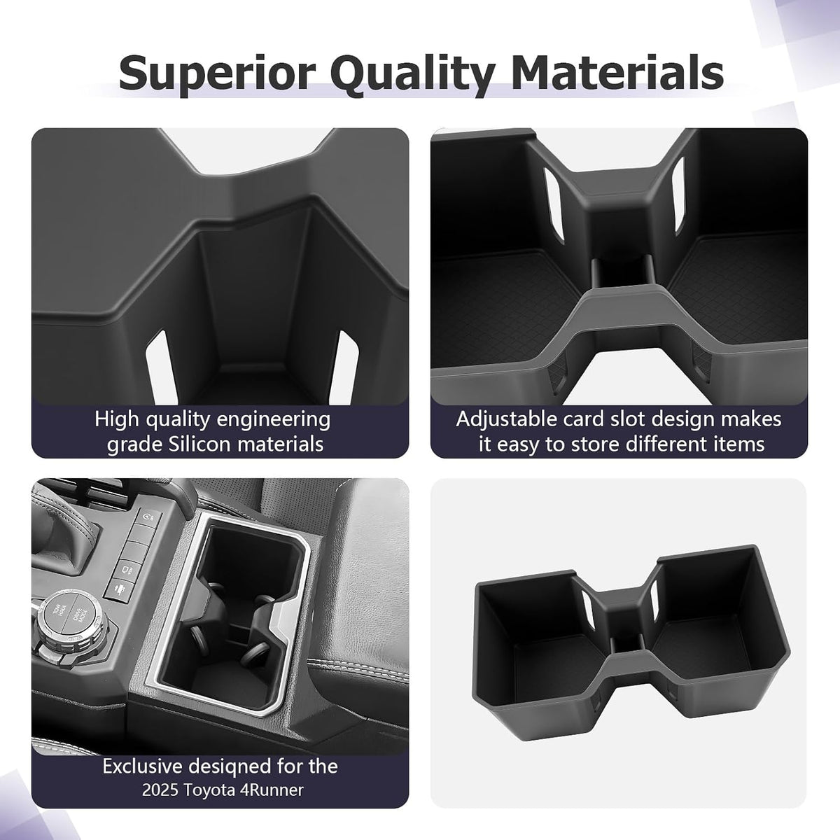 LUWU 2025 4Runner Center Console Cup Holder Compatible with 2025 Toyota 4Runner Interior Accessories Center Console Silicone Cup Holder Insert 4Runner 2025 Accessories