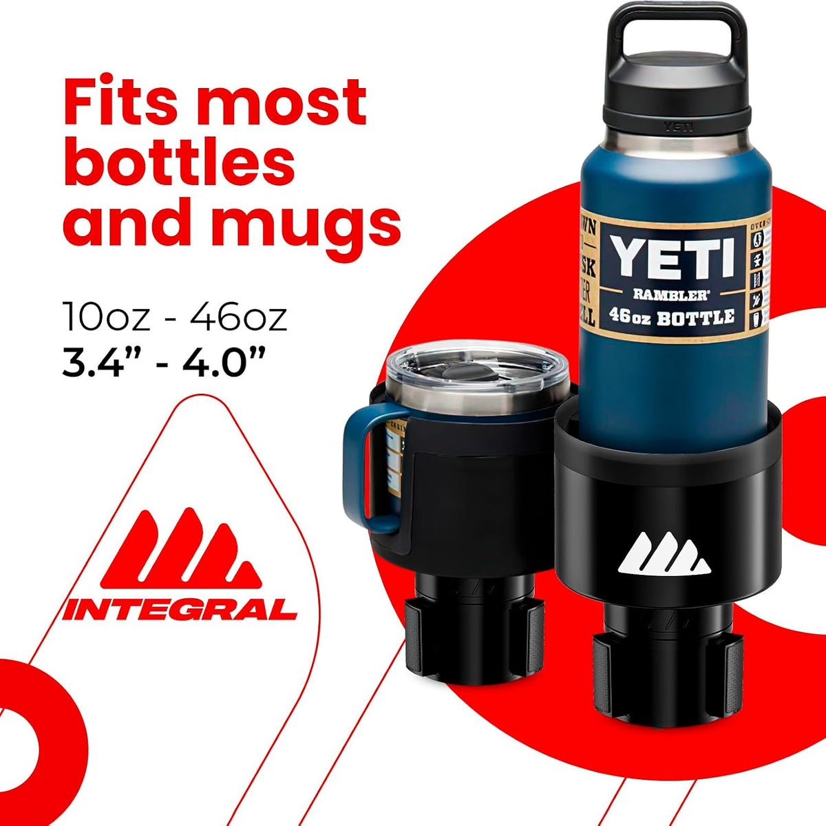 Integral Ultimate Car Cup Holder Expander with Adjustable Base & Organizer