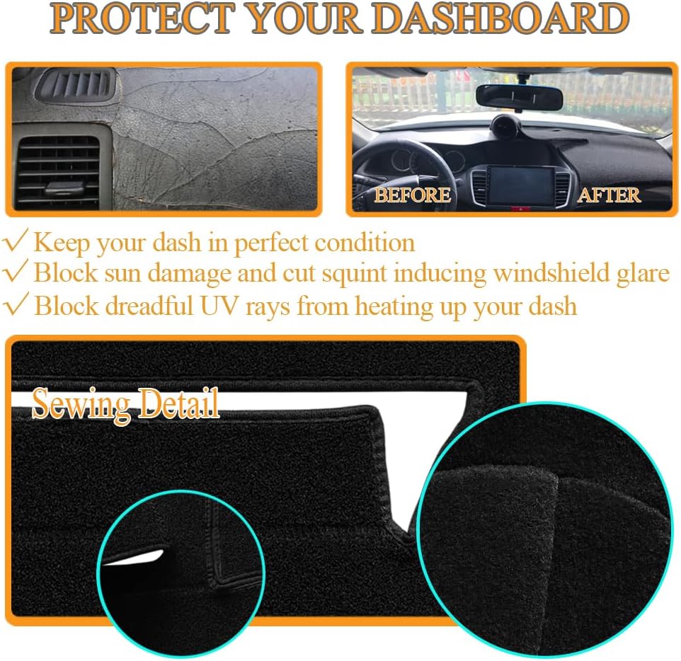 Yiz Dash Cover Mat Custom Fit for Toyota Corolla 1998-2002 (Black) J255