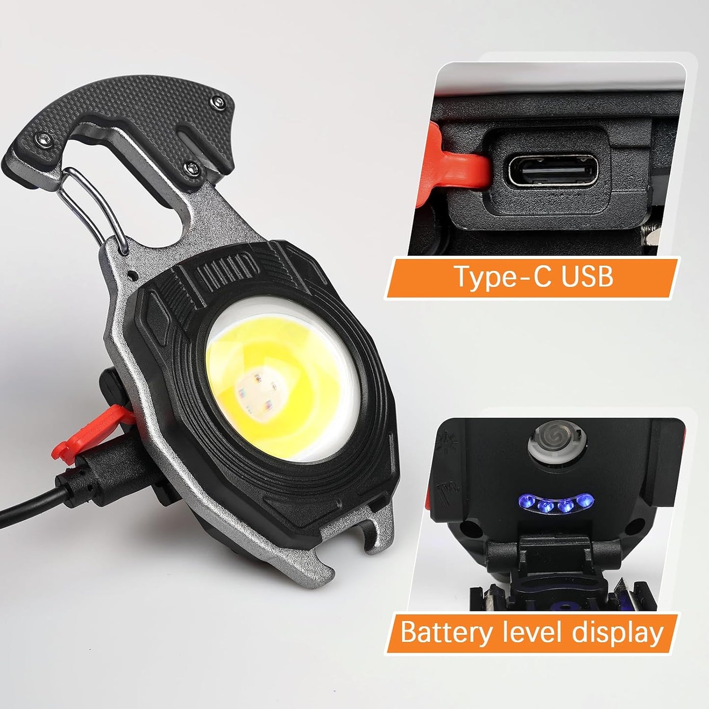MAKDAK 4PC Keychain Flashlight Rechargeable Cob Keychain Work Light 7 Modes High Lumen Flashlights for EDC Camping Tent Light, Emergencies, Hiking,Car Repairing,Power Outrage,Pet Walking