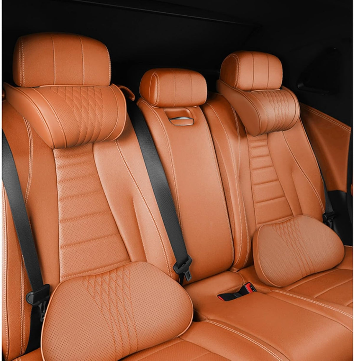 Universal Memory Foam Car Headrest Neck Pillow Auto Neck Cushion (Red, Headrest Lumbar+Lumbar Cushion)