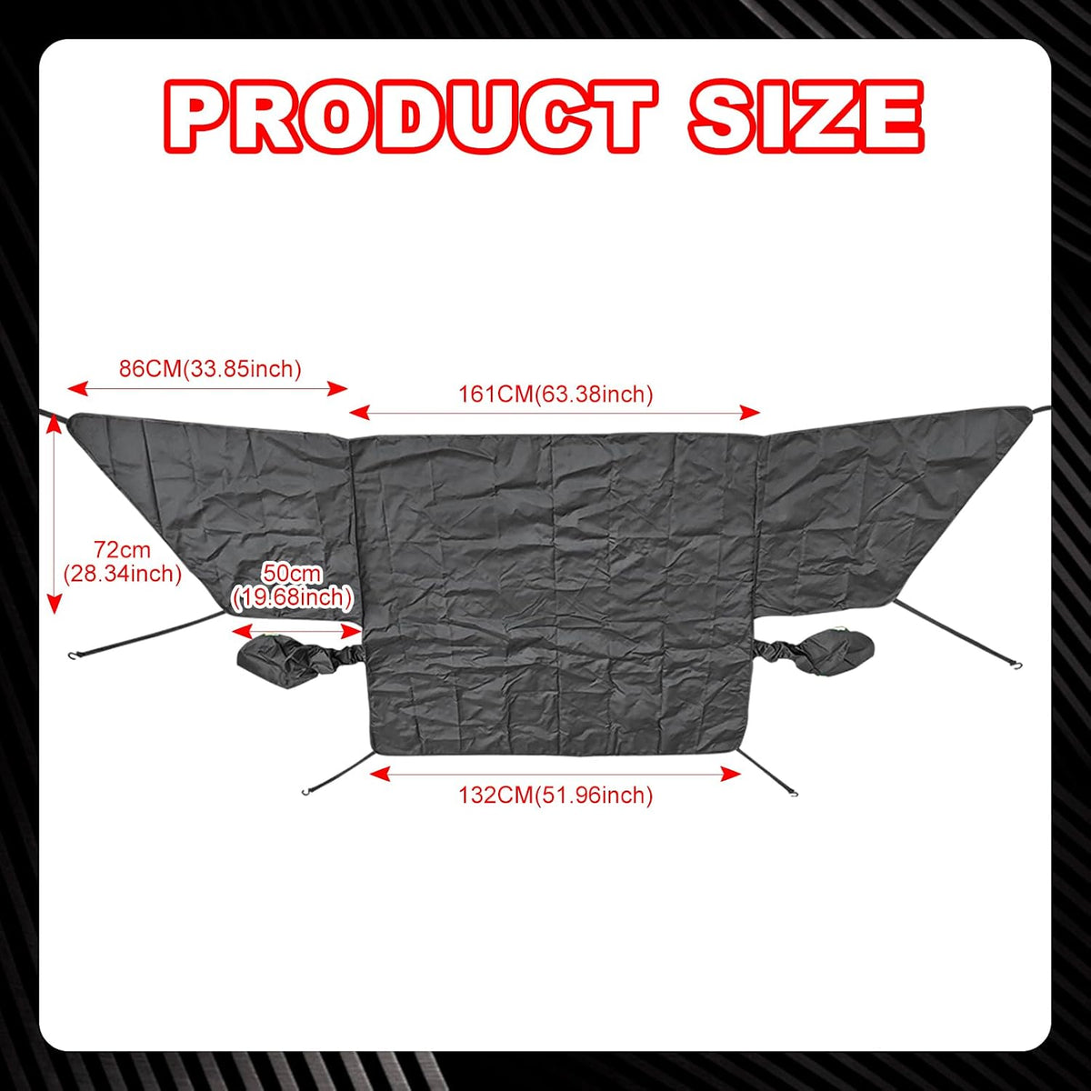 Car Windshield Sun Shade for UV Dust Ice Frost Snow Bird Droppings Outside - Extra Large Thick Oxford with 6 Straps, Summer Sunshade Winter All Weather Protector Cover Universal (Black)