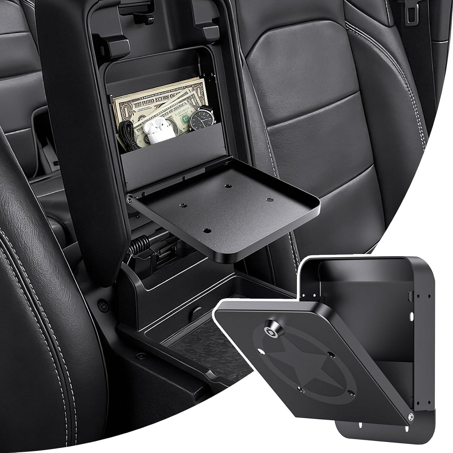 DIAMOOKY Metal Center Console Hidden Organizer for Jeep Wrangler JL JLU 4xe 2018-2026 & Gladiator JT 2020-2023 2024 2025 2026 Accessories Armrest Hidden Center Console Storage Box W/Keys, Star