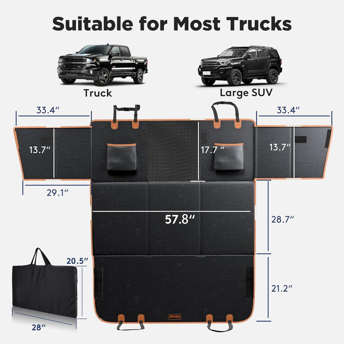 FURTIME XL Back Seat Extender for Dogs, Hard Bottom Seat Cover for Truck